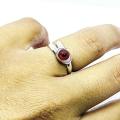 Anillo Ojo Turco Rojo Chico Plata 925