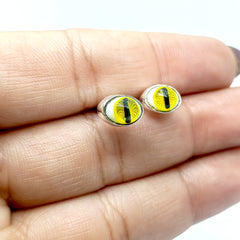 Aretes Ojo de Reptil Amarillo Plata 925