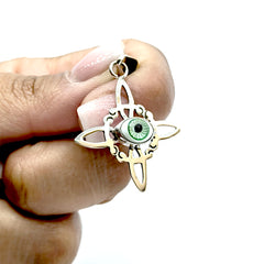 Dije Nudo de Brujas con Ojo Turco Verde Plata 925