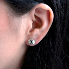 Arete Ojo Verde Plata Fina 925