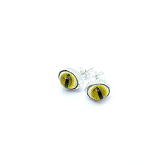 Aretes Ojo de Reptil Amarillo Plata 925