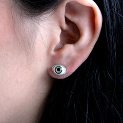 Arete Ojo Verde Plata Fina 925