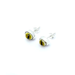 Aretes Ojo de Reptil Amarillo Plata 925