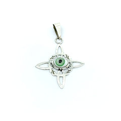 Dije Nudo de Brujas con Ojo Turco Verde Plata 925