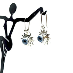 Aretes Sol de Ojo Turco Azul Plata Fina 925