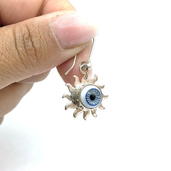 Aretes Sol de Ojo Turco Azul Plata Fina 925