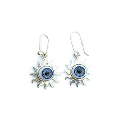 Aretes Sol de Ojo Turco Azul Plata Fina 925