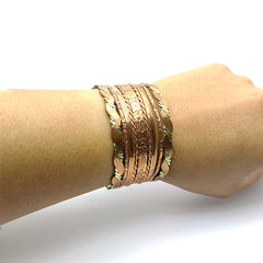 Brazalete Grueso Labrado 100%  Cobre