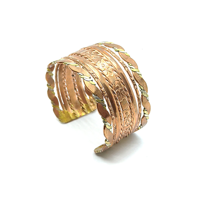 Brazalete Grueso Labrado 100%  Cobre