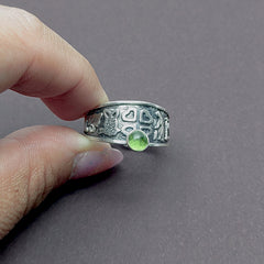 Anillo de la Suerte y Agata Verde Plata 925