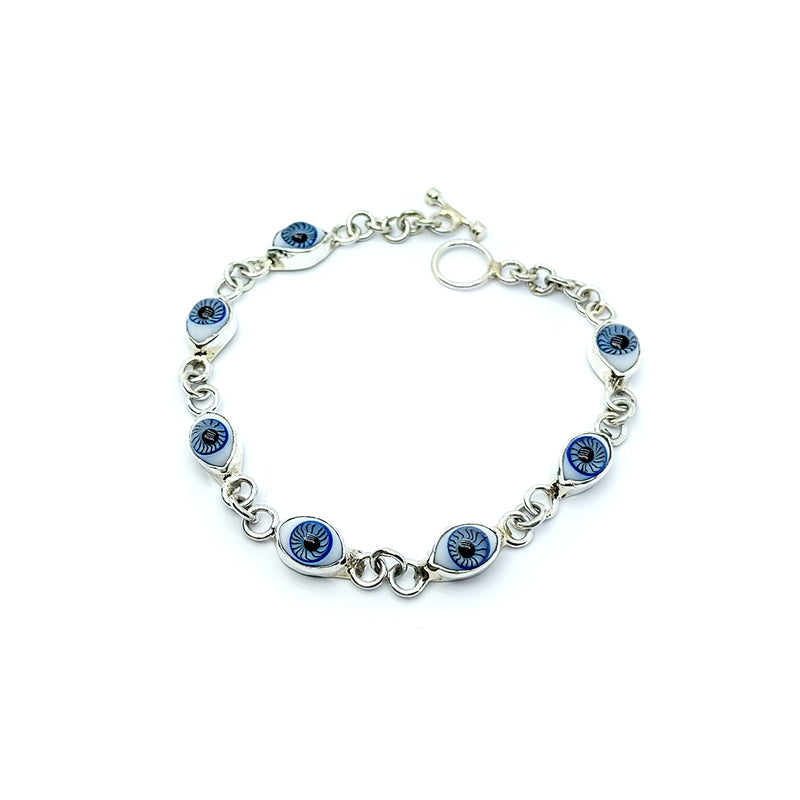 Pulsera Ojo Turco Azul Cielo Proteccion Plata 925