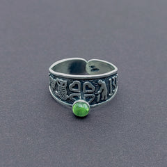 Anillo de la Suerte y Agata Verde Plata 925