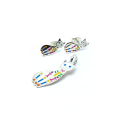 Gatito Calavera Colores Plata 925