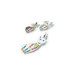 Gatito Calavera Colores Plata 925