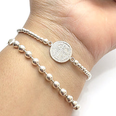 Pulsera San Benito Abad Plata Fina 925