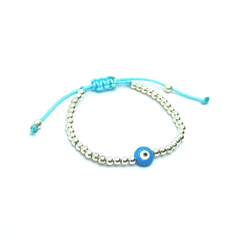 Pulsera para Bebé Ojo Turco Azul en Plata Fina 925