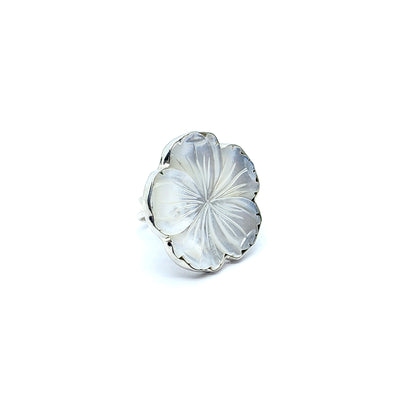 Anillo Flor Maxi Madre Perla Plata 925