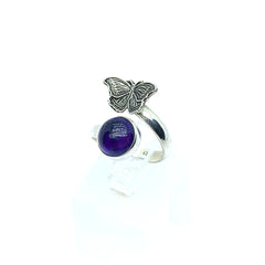 Anillo Mariposa sobre Amatista Plata Fina 925