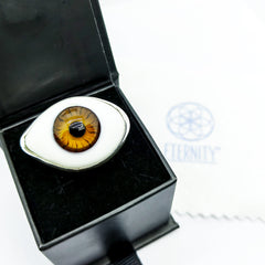 Anillo Ojo Turco Jumbo Cafe Marron Plata 925