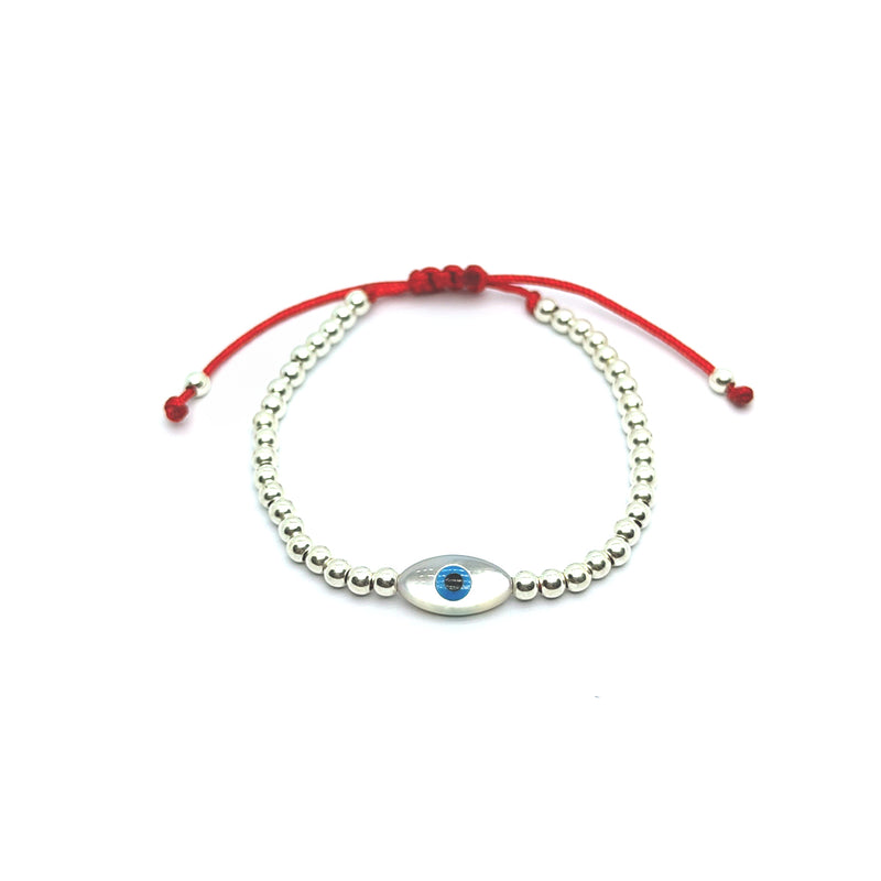 Pulsera para Bebé de Ojo Turco Azul en Plata Fina 925