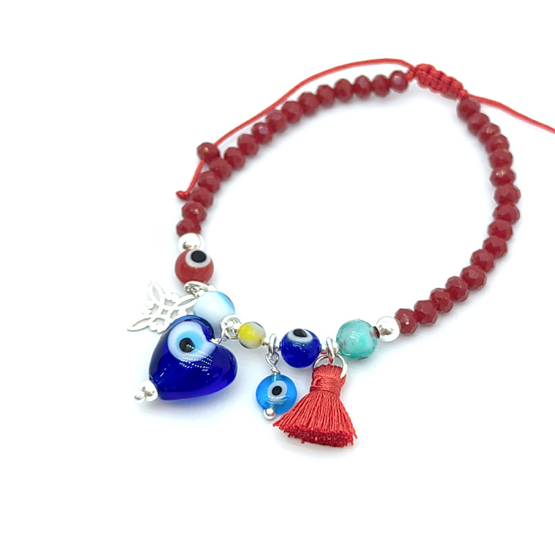 Pulsera Corazon Ojo Turco Murano Plata 925