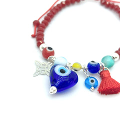 Pulsera Corazon Ojo Turco Murano Plata 925