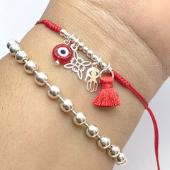 Pulsera Mano de Fatima Nudo de Brujas Proteccion Plata 925