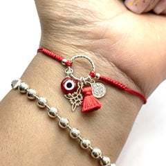 Pulsera Triple Proteccion Nudo de Bruja San Benito Plata 925