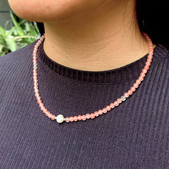 Collar Cuarzo Rosa y Perla Cultivada Plata 925