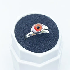 Anillo Ojo Turco Rojo Chico Plata 925