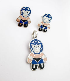 Coordinado Blue Demon  Luchador Mexicano Aretes y Dije