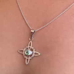 Dije Nudo de Brujas con Ojo Turco Verde Plata 925